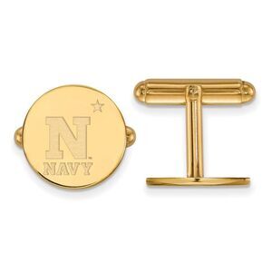 14k Gold Plated Silver U.S. Naval Academy Round Cuff Links